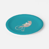 バイクお洒落に乗るバニーとクマ ペーパープレート (アングル)