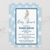 バイクお洒落の赤ちゃんシャワーに乗るバニーとクマ 招待状 (正面/裏面)