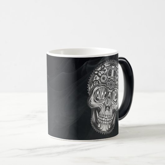 バイクかダイス!!サイクリングスカルデザイン モーフィングマグカップ (正面右)