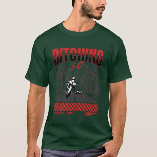 バイクがパトカーの友達から逃走中 Tシャツ (正面)
