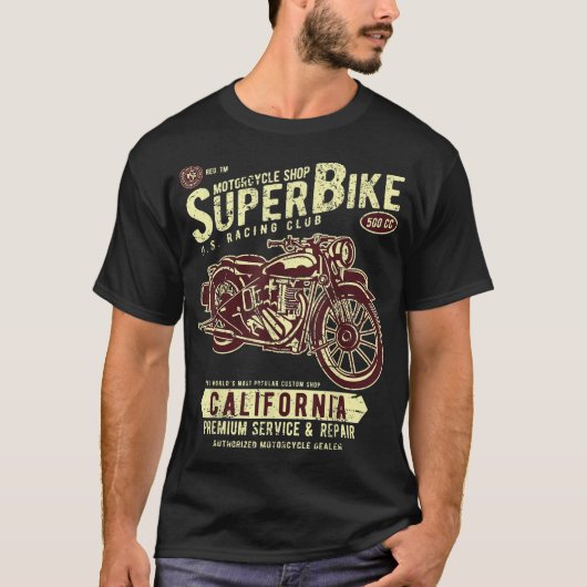 バイクすごいバイカスタムクラシックサイクショップヴィン Tシャツ (正面)