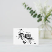 バイクでのDJのおもしろい漫画とモバイルディスコ 名刺 (スタンド正面)