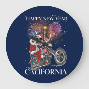 バイクでカリフォルニアに行く犬 ラージ壁時計