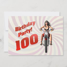 バイクで女の子と100歳の誕生日パーティー 招待状