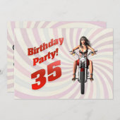 バイクで女の子と35歳の誕生日パーティー 招待状 (正面/裏面)