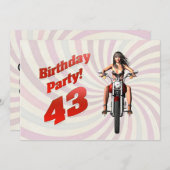 バイクで女の子と43歳の誕生日パーティー 招待状 (正面/裏面)