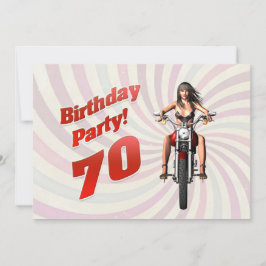 バイクで女の子と70歳の誕生日パーティー 招待状