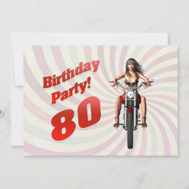 バイクで女の子と80歳の誕生日パーティー 招待状