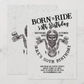 バイクで生まれた誕生日 スカル 招待状 (正面/裏面)