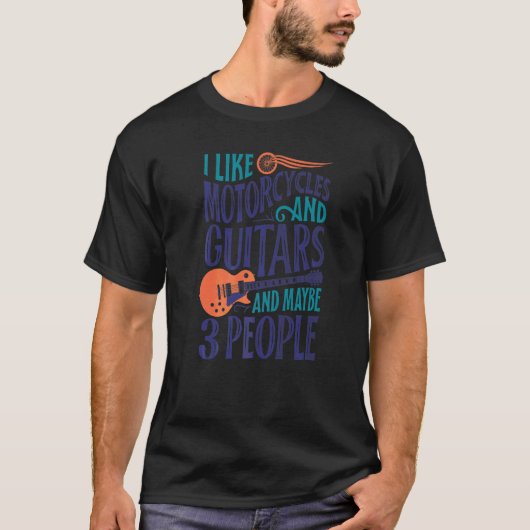 バイクとギターが好きかも?3人? Tシャツ (正面)