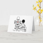バイクとサイドカーの結婚式 カード (黄色い花)