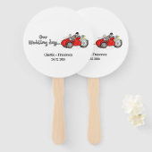 バイクとサイドカーの結婚式 ハンドファン (正面&裏面)