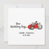バイクとサイドカーの結婚式  招待状 (正面)