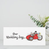 バイクとサイドカーの結婚式  招待状 (スタンド正面)