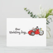 バイクとサイドカーの結婚式 招待状 (スタンド正面)