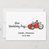 バイクとサイドカーの結婚式  招待状 (正面)