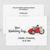バイクとサイドカーの結婚式  招待状 (正面/裏面)