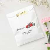 バイクとサイドカーの花婿花嫁の結婚式 フェイバーバッグ (封をした状態)