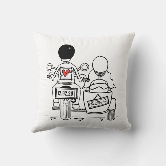 バイクとシデカ結婚ーのギフトスロークッション クッション (裏面)