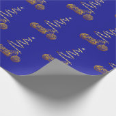 バイクとツリー付きオートバイ金ゴールドクリスマス ラッピングペーパー (角)