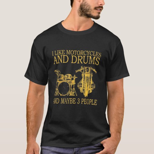 バイクとドラムが好き Tシャツ (正面)