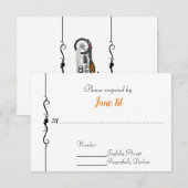 バイクとハートの結婚式の出欠確認 招待状 (正面/裏面)