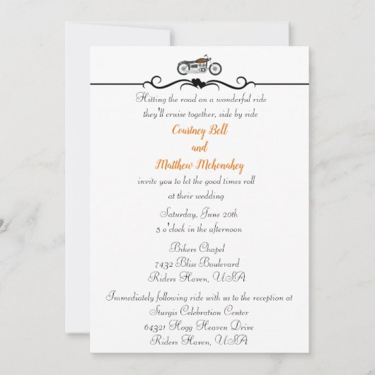 バイクとハートの結婚式招待状 招待状 (正面)
