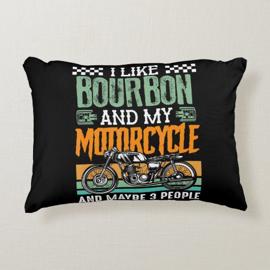 バイクとバーボンが好きな人へのギフト アクセントクッション (正面)
