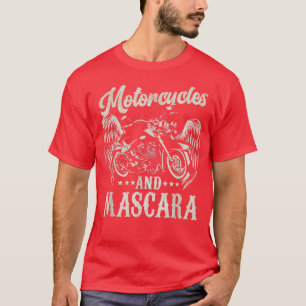 バイクとマスカラ黒かわいいメイクアップモト Tシャツ