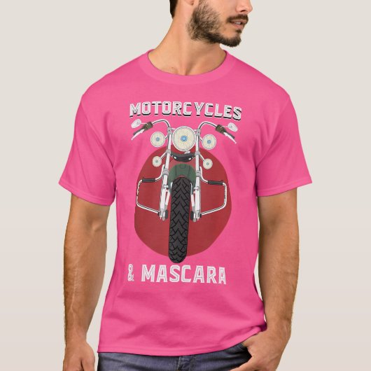 バイクとマスカラ 楽しいバイク乗り 女性 Tシャツ (正面)
