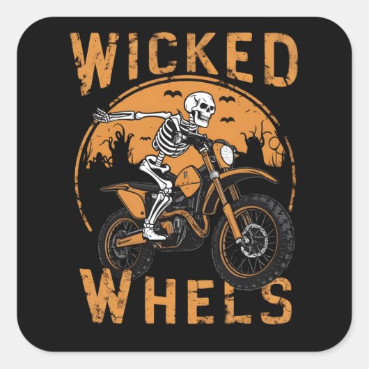 バイクと幽霊路 スクエアシール (正面)