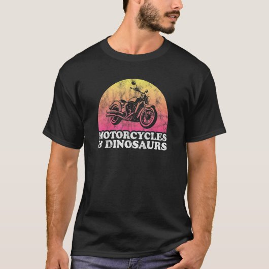 バイクと恐竜 バイクと恐竜 Tシャツ (正面)