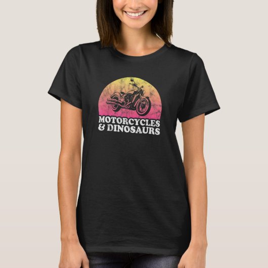 バイクと恐竜 バイクと恐竜 Tシャツ (正面)