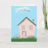 バイクと猫を持つピンクの家 カード (正面)