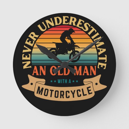 バイクに乗ったおじいさんをナメるな ラウンド壁時計 (正面)