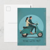 バイクに乗ったカップル ポストカード (正面/裏面)