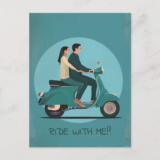 バイクに乗ったカップル ポストカード (正面)