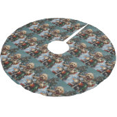 バイクに乗ったコックパウドクリスマス ブラッシュドポリエステルツリースカート (アングル)