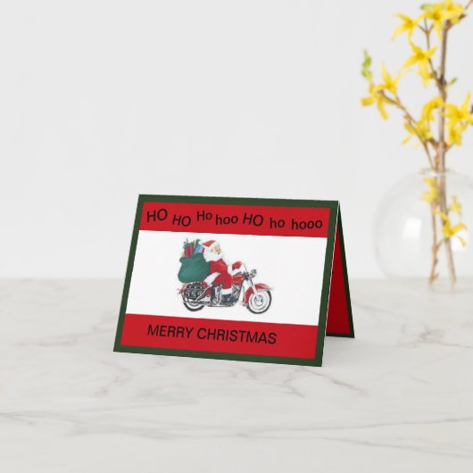 バイクに乗ったサンタのクリスマスカード カード (黄色い花)