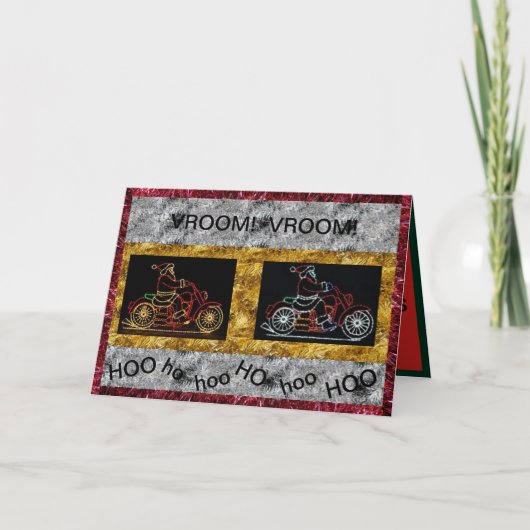 バイクに乗ったサンタのクリスマスカード カード (正面)