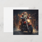 バイクに乗ったサンタのホリデーグリーティングカード シーズンカード (正面/裏面)