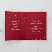 バイクに乗ったサンタクロースが月夜の暗い赤い空を駆ける カード (内部)