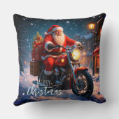 バイクに乗ったサンタクロース メリークリスマス クッション (裏面)