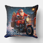 バイクに乗ったサンタクロース メリークリスマス クッション (正面)