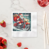バイクに乗ったサンタ 縁ありカクテルナプキン (インサイチュ)