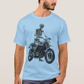 バイクに乗ったスケルトン男性用Tシャツ Tシャツ (正面)
