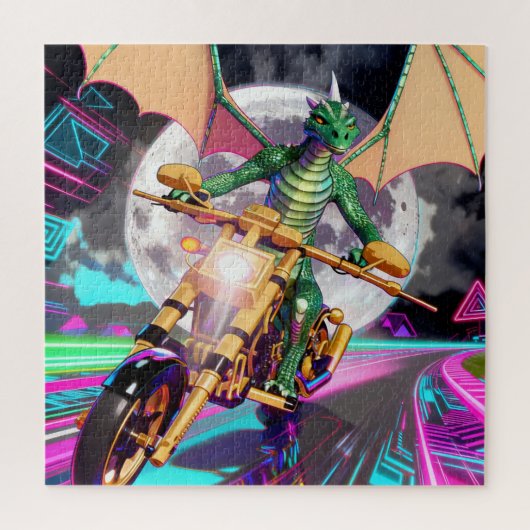バイクに乗ったドラゴン ジグソーパズル (縦)