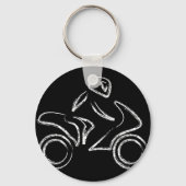 バイクに乗ったバイクもしくは自転車に乗る人 キーホルダー (正面)