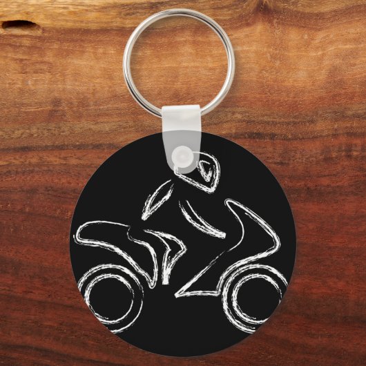 バイクに乗ったバイクもしくは自転車に乗る人 キーホルダー (正面)
