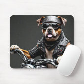 バイクに乗ったビッグボクサー犬 マウスパッド (マウス)